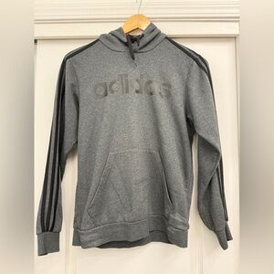 Adidas Men's Gray Hoodie with Black Stripes